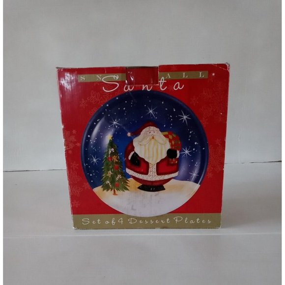 Certified International Snowball Santa  Set of 4 Dessert Plates New - Picture 12 of 13